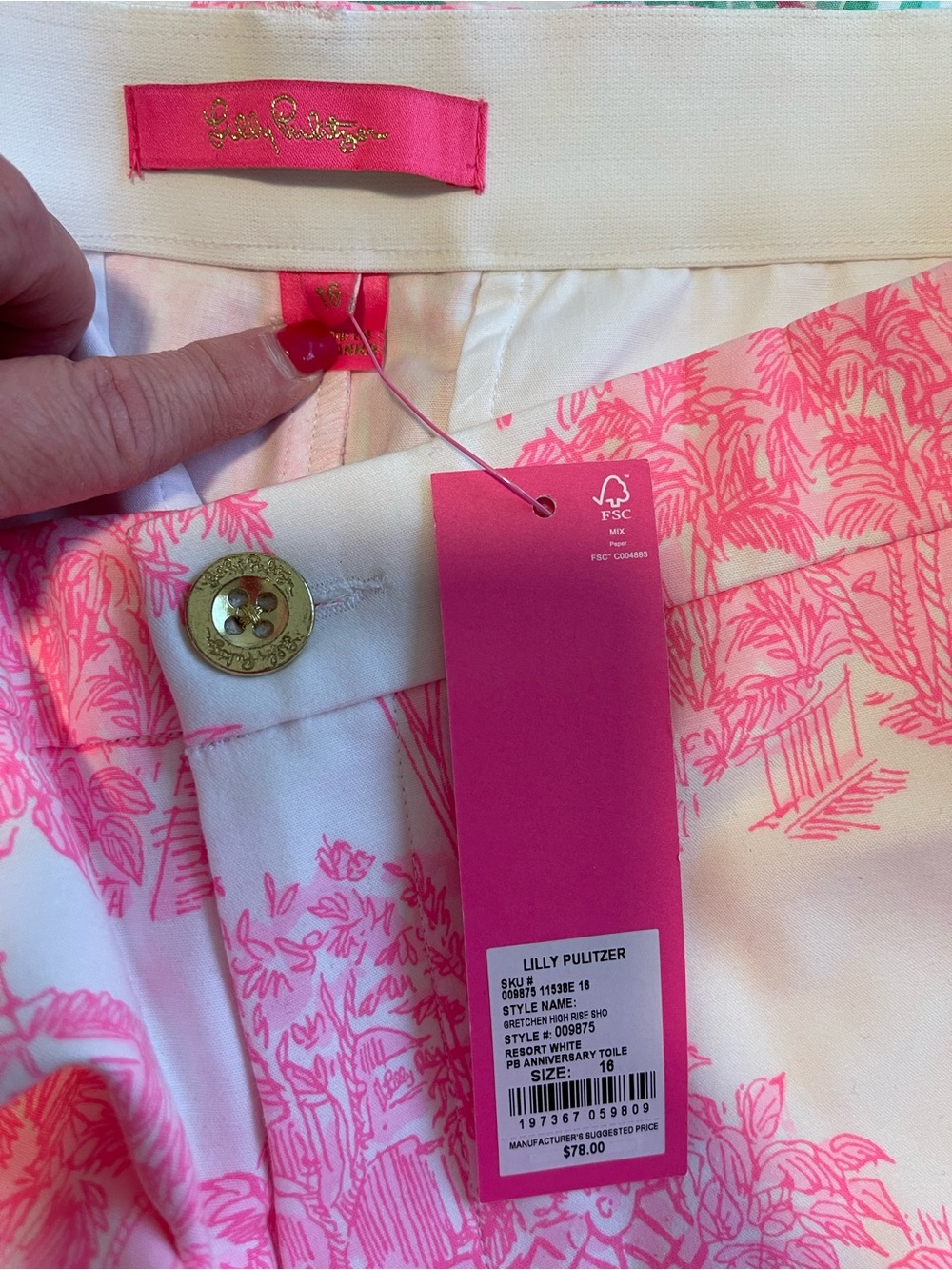 Lilly Pulitzer Pink Toile-Print Shorts - Picture 3 of 4